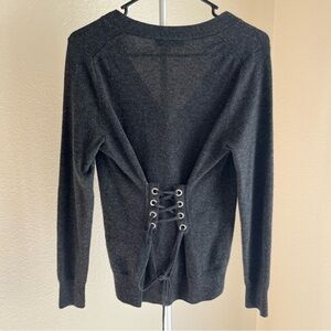 Sandro Paris Ivana Lace-up Corset Back Wool-cashmere Cardigan Sz 1